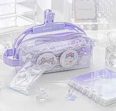 Stationery - Rosyposy Large-Capacity Transparent Waterproof Pencil Case - Purple - Goodie Goodie