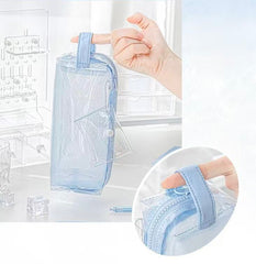 Stationery - Rosyposy Large-Capacity Transparent Waterproof Pencil Case - Blue - Goodie Goodie