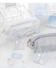 Stationery - Rosyposy Large-Capacity Transparent Waterproof Pencil Case - White - Goodie Goodie