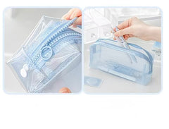 Stationery - Rosyposy Large-Capacity Transparent Waterproof Pencil Case - Blue - Goodie Goodie
