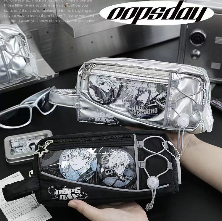 Stationery - Rosyposy OOPSDAY Anime-Style Large-Capacity Pencil Case - Black - Goodie Goodie