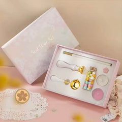 Stationery - Sakura-Themed Wax Seal Stamp 7-Piece Set – White Handle - Goodie Goodie