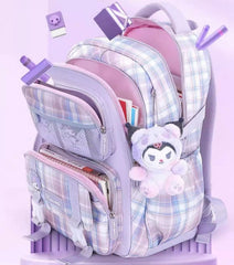 Sanrio Plaid Backpack 31×15×41.5 cm - Kuromi