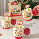 Christmas Apple Ceramic Mug with Apple-Shaped Spoon 350ml Assorted