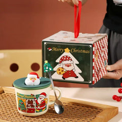 Santa Claus Ceramic Mug with Silicone Lid & Stirring Spoon 400ml