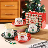 Christmas Ceramic Coffee Cup Set with Saucer & Spoon – 290ml Assorted