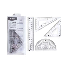 Stationery - 15cm Transparent Plastic Geometry Ruler Set – 4 Pieces - Goodie Goodie