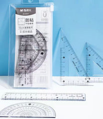Stationery - 15cm Transparent Plastic Geometry Ruler Set – 4 Pieces - Goodie Goodie