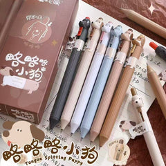 Stationery - Tongue-Spitting Puppy Gel Pen 0.5mm Black Ink Assorted - Goodie Goodie