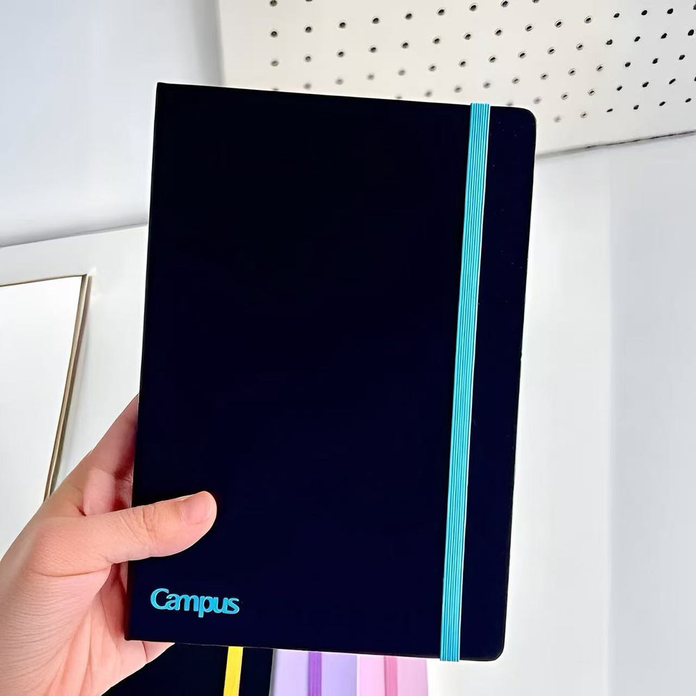 Stationery - KOKUYO Campus Solid Colour Hardcover A5 Ruled Notebook 100 Sheets – Black/Blue - Goodie Goodie