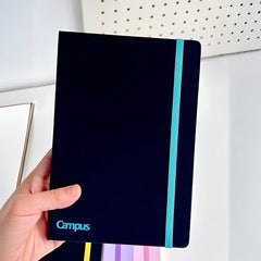 Stationery - KOKUYO Campus Solid Colour Hardcover A5 Ruled Notebook 100 Sheets – Black/Blue - Goodie Goodie