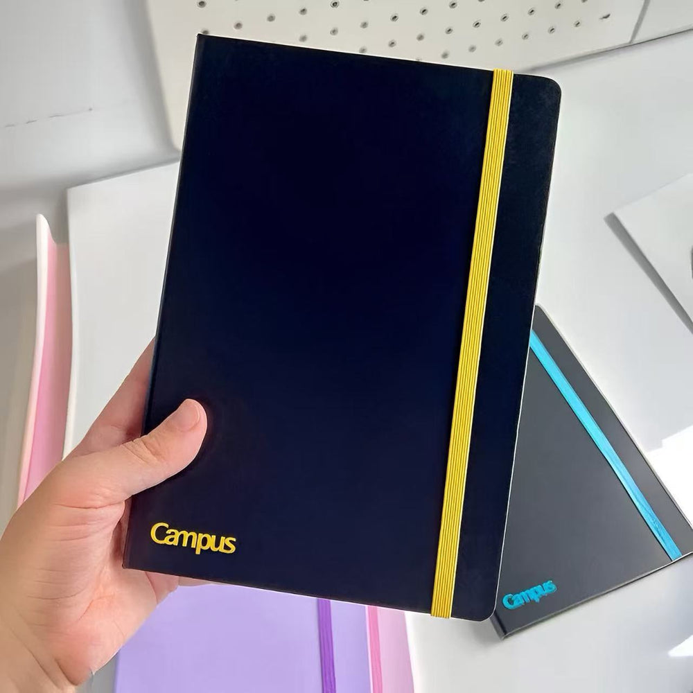 Stationery - KOKUYO Campus Solid Colour Hardcover A5 Ruled Notebook 100 Sheets – Black/Yellow - Goodie Goodie