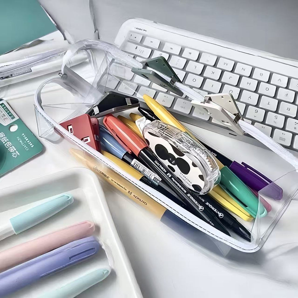 Stationery - KOKUYO Campus High-Transparency Pencil Case Pink - Goodie Goodie