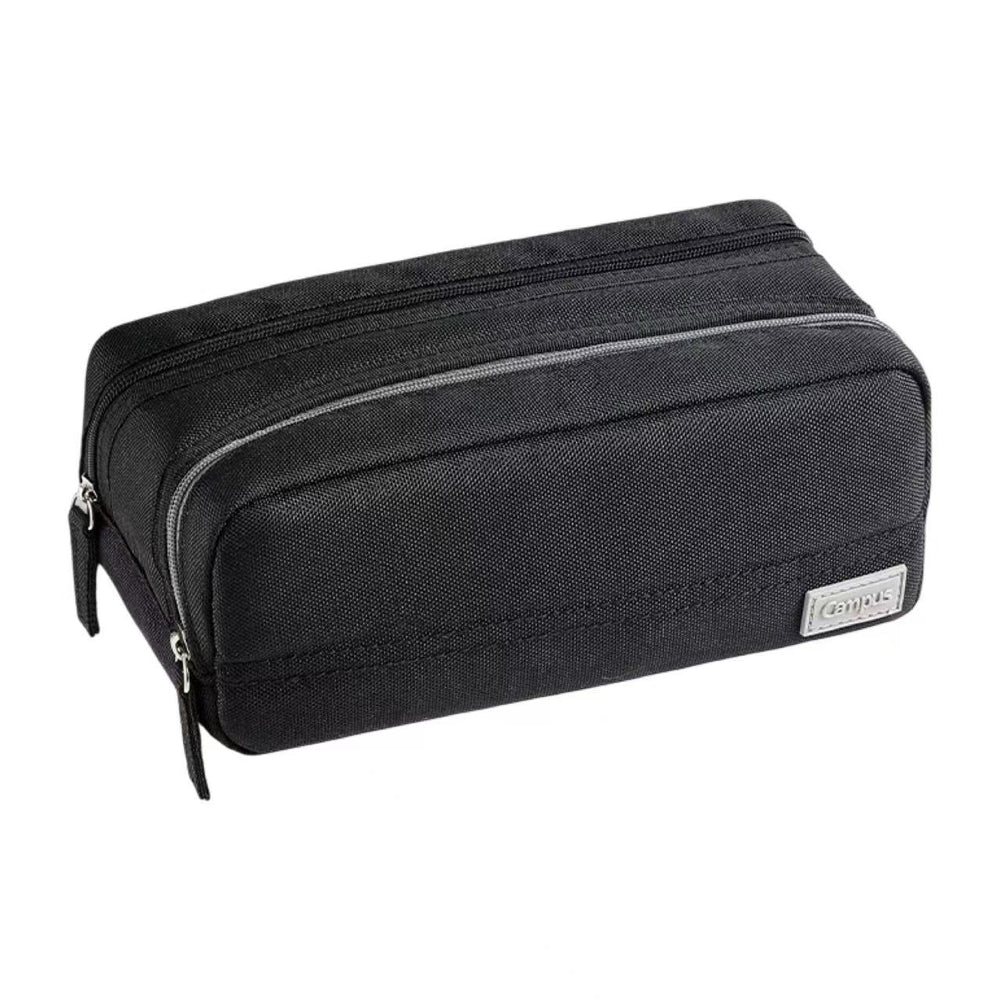 Stationery - KOKUYO Campus Double Zip Large Capacity Pencil Case β Black - Goodie Goodie