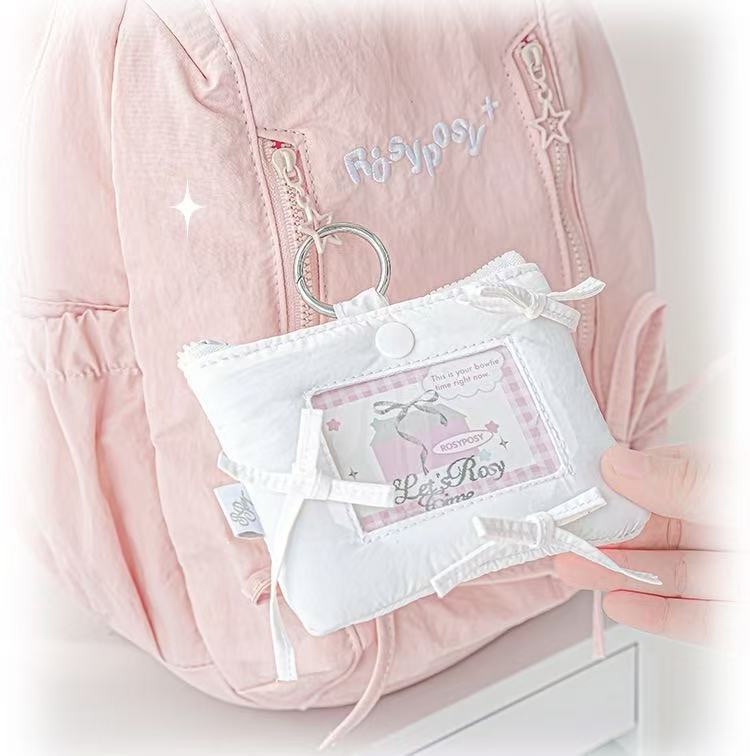 Accessories - ROSYPOSY Puff Bow Card Holder & Coin Purse Keychain β White - Goodie Goodie