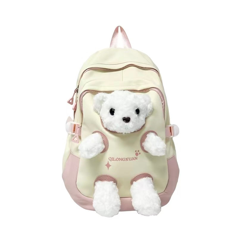 Bags & Storage - Plush Cute Bear Backpack β Yellow / Pink - Goodie Goodie