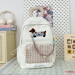 Bags & Storage - Dachshund and Zippered Drawstring Backpack β White - Goodie Goodie