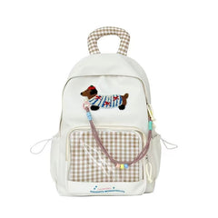 Bags & Storage - Dachshund and Zippered Drawstring Backpack β White - Goodie Goodie
