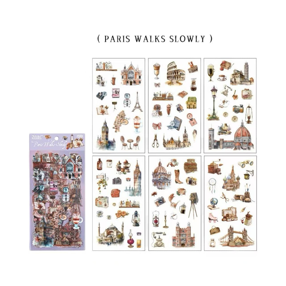 Stationery - European Vintage Objects Waterproof Journal Stickers – 6 Sheets - Goodie Goodie