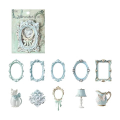Stationery - European Vintage Frame Scrapbook Background Paper 10pcs β Mint Crushed Ice - Goodie Goodie
