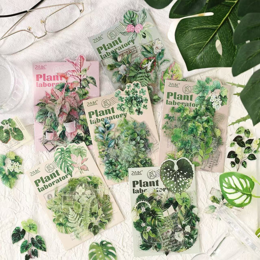 Stationery - Plant Lab Series PET Waterproof Stickers 20pcs β Monstera - Goodie Goodie