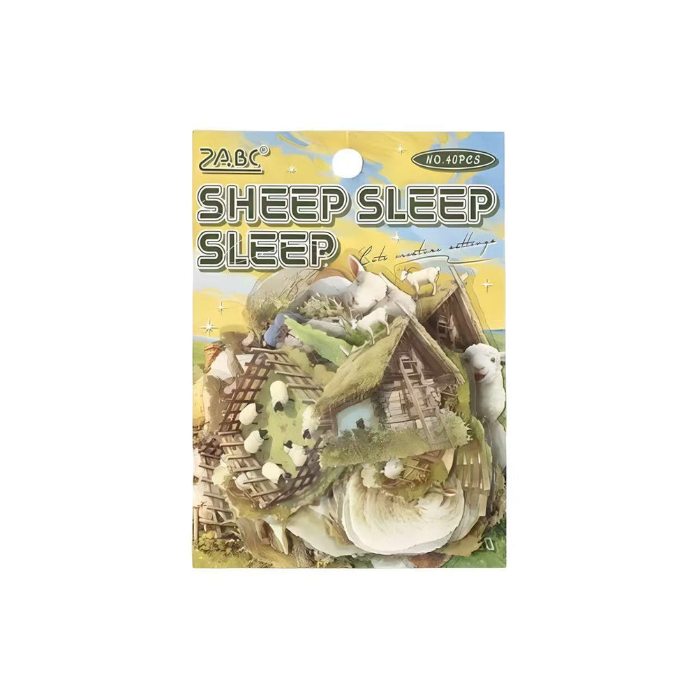 Stationery - Cute Pets Waterproof Stickers 40pcs β Sheep - Goodie Goodie