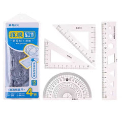 Stationery - M&G 15cm Bendable Clear Geometry Ruler Set 4pcs - Goodie Goodie