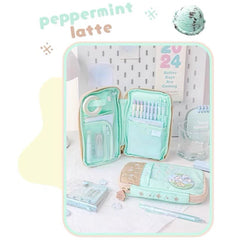 Rosyposy Fluffy Flat Pencil Case – Peppermint Latte