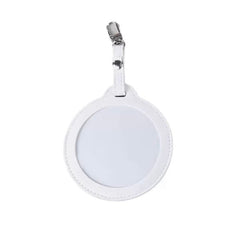 PU Leather Badge Protector Keychain 75mm - White