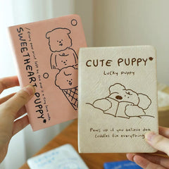 Sweet Heart Puppy A6 Dotted Journal with Washable Kraft Paper Cover 80 Sheets