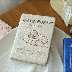 Cute Puppy A6 Dotted Journal with Washable Kraft Paper Cover 80 Sheets