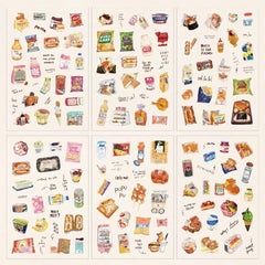 Snack Journal PET Waterproof Journal Stickers 6 Sheets
