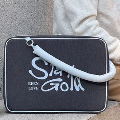 "Stay Gold" Denim Laptop Shoulder Bag 15.6"