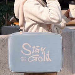 "Stay Gold" Denim Laptop Shoulder Bag 15.6"