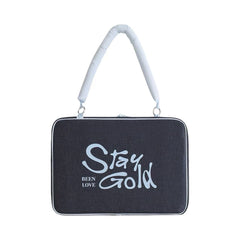 "Stay Gold" Denim Laptop Shoulder Bag 15.6"