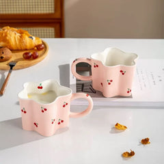 Cherry Flower-Shaped Ceramic Mug 300ml