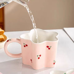 Cherry Flower-Shaped Ceramic Mug 300ml