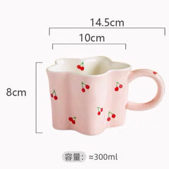 Cherry Flower-Shaped Ceramic Mug 300ml