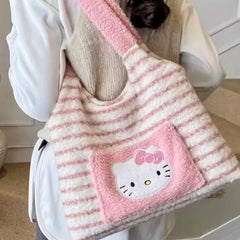 Hello Kitty Plush Striped Tote Bag