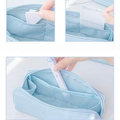 Planwith Soft Leather Wide-Open Pencil Case โ Blue