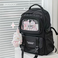 Rosyposy Display Window Series Backpack with Mini Bag Keychain – Black