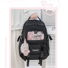 Rosyposy Display Window Series Backpack with Mini Bag Keychain – Black