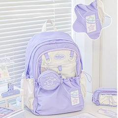 RosyPosy Stars Series Backpack with Mini Bag Keychain โ Purple