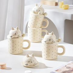 Sleeping Bunny Ceramic Mug With Lid & Spoon Assorted