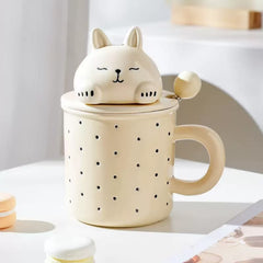 Sleeping Bunny Ceramic Mug With Lid & Spoon Assorted