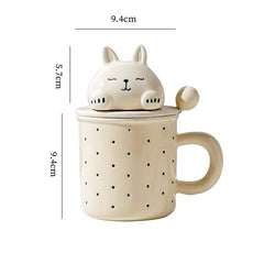Sleeping Bunny Ceramic Mug With Lid & Spoon Assorted