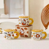 Taiyaki Cat Ceramic Mug With Lid 400ml Assorted