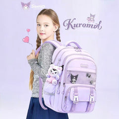 Sanrio Ergonomic School Backpack with Plush Keychain 30 × 14 × 45cm – Kuromi