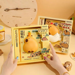 Capybara PU Puff B6 Notebook Gift Set – 192 Sheets with Blind Box Pen & Squishy Toy