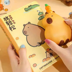 Capybara PU Puff B6 Notebook Gift Set – 192 Sheets with Blind Box Pen & Squishy Toy